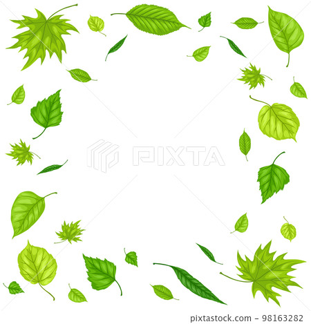 Frame with spring leaves. Beautiful decorative foliage. Frame with spring leaves. Beautiful decorative foliage. 98163282