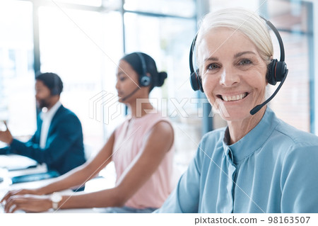 CRM, customer service or call center woman manager, worker consulting, contact us or telemarketing to client. Sales advisor, consultant or leadership for support, help or loan insurance advice CRM, customer service or call center woman manager, worker consulting, contact us or telemarketing to client. Sales advisor, consultant or leadership for support, help or loan insurance advice 98163507
