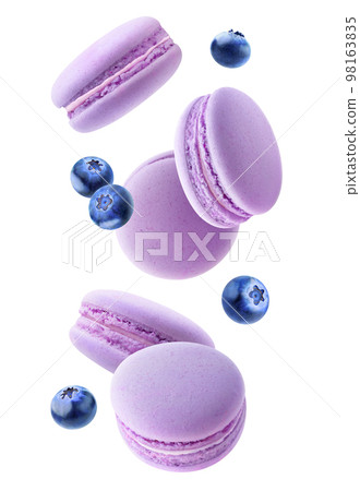 Flying macaroon cookies with fruits in the air, vertical, isolated on white background Flying macaroon cookies with fruits in the air, vertical, isolated on white background 98163835