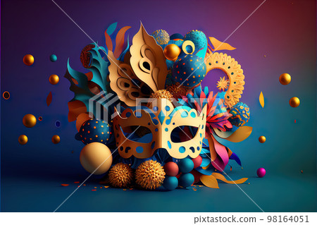 bright multicolored carnival mask, festival and entertainment concept, space for text bright multicolored carnival mask, festival and entertainment concept, space for text 98164051