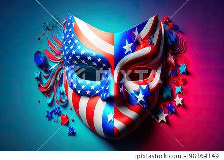 bright multicolored carnival mask in the colors of the flag of the united states of america 98164149