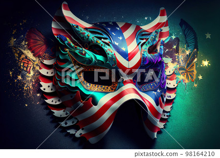 bright carnival mask, accessory for the festival on a colorful juicy background bright carnival mask, accessory for the festival on a colorful juicy background 98164210