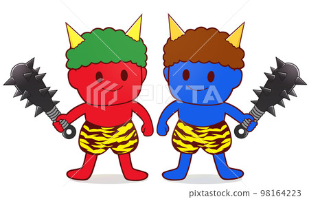 Red demon and blue demon illustration 98164223