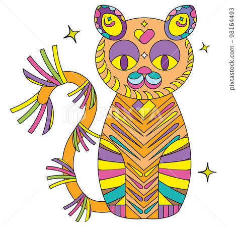 Isolated cat shape colored mandala Vector Isolated cat shape colored mandala Vector 98164493