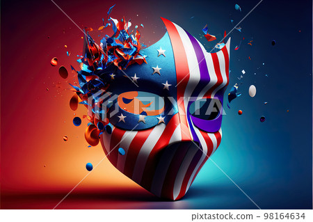 bright multicolored carnival mask in the colors of the flag of the united states of america 98164634