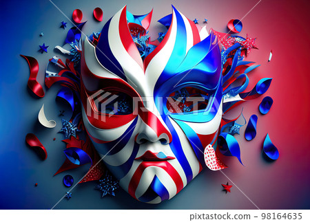 bright multicolored carnival mask in the colors of the flag of the united states of america 98164635