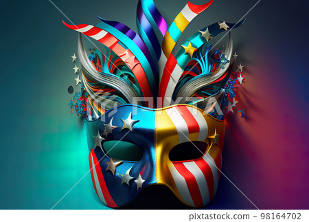 bright multicolored carnival mask in the colors of the flag of the united states of america bright multicolored carnival mask in the colors of the flag of the united states of america 98164702