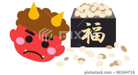 惡魔和豆子插畫素材矢量 98164719