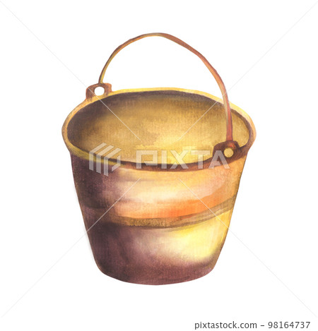 Watercolor baby illustration with bucket. Bucket. Watercolor illustration isolated on white background Watercolor baby illustration with bucket. Bucket. Watercolor illustration isolated on white background 98164737