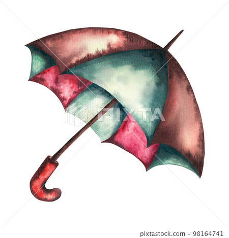 Watercolor baby illustration with umbrella. Umbrella. Watercolor illustration isolated on white background 98164741
