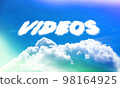Videos. Text from clouds in sky in bright sunlight. 98164925