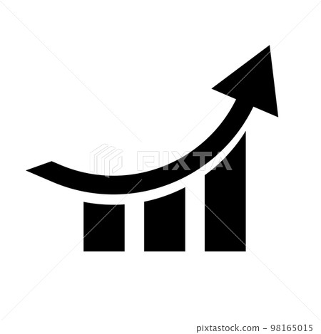 條形圖剪影圖標。增加利潤和銷售額。向量。 條形圖剪影圖標。增加利潤和銷售額。向量。 98165015