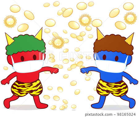 Red demon and blue demon Mamemaki illustration (mask) Red demon and blue demon Mamemaki illustration (mask) 98165024