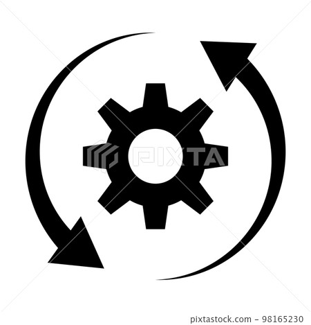 更新齒輪圖標。旋轉齒輪和箭頭。數據備份。向量。 98165230