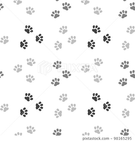 Seamless pattern, cat paw prints on white background. Baby textile, print, vector 98165295