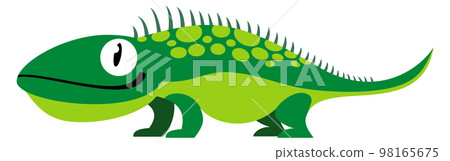 Funny iguana. Green reptile animal. Cartoon icon 98165675