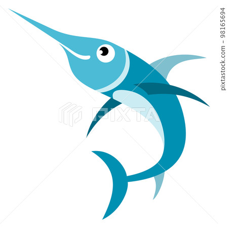 Swordfish icon. Funny underwater animal. Marine character 98165694