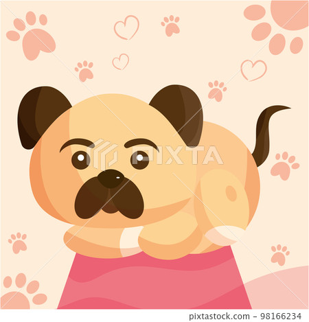 Isolated cute pug dog cartoon character Vector Isolated cute pug dog cartoon character Vector 98166234