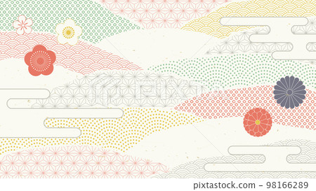 Japanese pattern abstract background and flower design Japanese pattern abstract background and flower design 98166289
