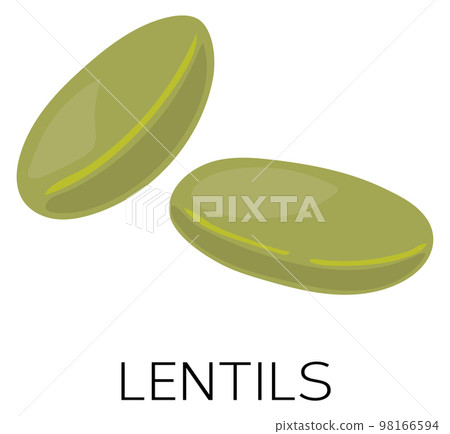 Lentils icon. Raw green food. Cooking legume 98166594