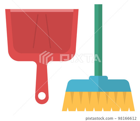 Dustpan and broom cartoon icon. Dust cleaning tools 98166612