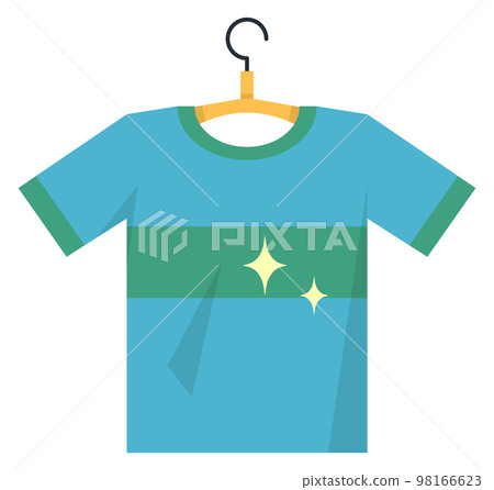 Clean t-shirt on hanger. Wartrdrobe clothing color icon 98166623