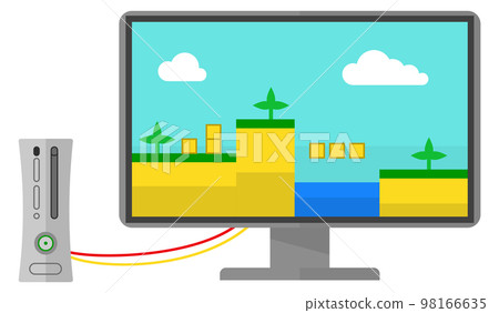 Video game icon. Console with screen. Home playing Video game icon. Console with screen. Home playing 98166635