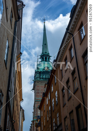 German Church or St. Gertrudes Curch photographed from the streets of Stockholm 98167069