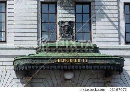 Door canopy of the Skeppsbron 18 building in Stockholm Door canopy of the Skeppsbron 18 building in Stockholm 98167072