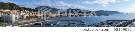 Port, Marina and City by the Sea. Salerno, Italy. 98169032