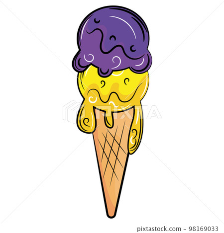 Isolated colored retro ice cream pop art sketch Vector Isolated colored retro ice cream pop art sketch Vector 98169033