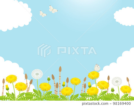 蒲公英馬尾春景_背景框 98169400