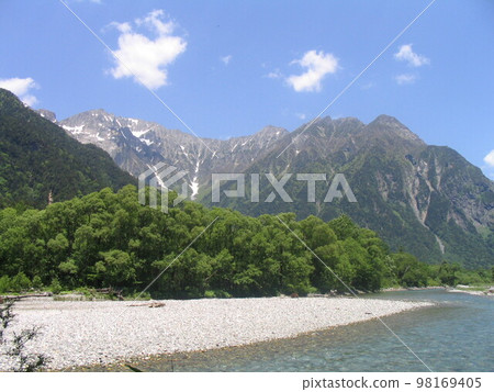 The mountains of Kamikochi and the Azusa River The mountains of Kamikochi and the Azusa River 98169405