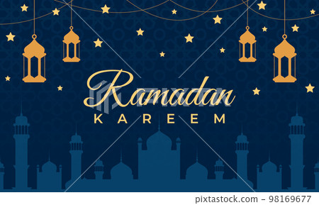Ramadan Kareem horizontal vector banner. Ramadan Kareem greeting card. Islamic background. Vector illustration 98169677