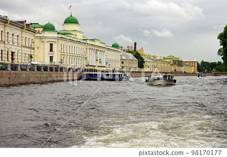 Buildings seen from a canal cruise ship in St. Petersburg Buildings seen from a canal cruise ship in St. Petersburg 98170177