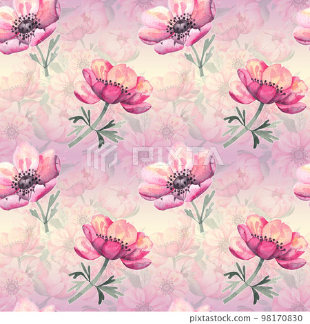 Watercolor pattern with flowers on a gradient background Watercolor pattern with flowers on a gradient background 98170830