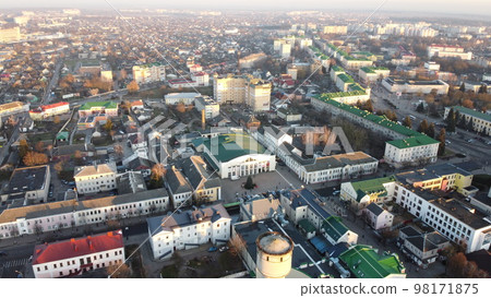 Aerial view of Baranovichi cityscape with buildings and streets Aerial view of Baranovichi cityscape with buildings and streets 98171875