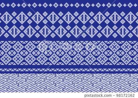 日本東北地區青森縣的傳統刺繡津輕小銀刺繡的Modoko（圖案）水平重複 98172162