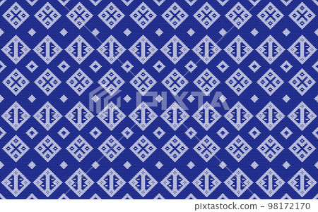Total pattern repeat Traditional embroidery of Aomori Prefecture in the Tohoku region of Japan Modoko (pattern) of Tsugaru Koginzashi Total pattern repeat Traditional embroidery of Aomori Prefecture in the Tohoku region of Japan Modoko (pattern) of Tsugaru Koginzashi 98172170