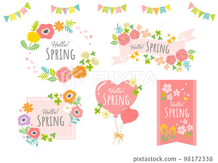 Spring flower illustration frame set 98172338