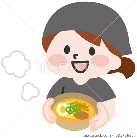 在拉麵店工作的微笑女員工 98172653