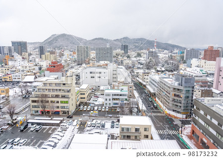 Fukushima City Omachi Shinobuyama Townscape Snow Scenery 98173232