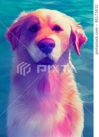 Funny adorable portrait headshot of cute doggy. Chesapeake Bay Retriever dog breed puppy, standing facing front. Looking to camera. Watercolor imitation illustration. AI generated vertical artistic Funny adorable portrait headshot of cute doggy. Chesapeake Bay Retriever dog breed puppy, standing facing front. Looking to camera. Watercolor imitation illustration. AI generated vertical artistic 98173832