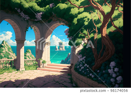 garden flower plant decoration ruins mediterranean blue sky palace garden flower plant decoration ruins mediterranean blue sky palace 98174056