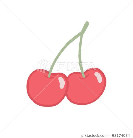 Hand drawn isolated illustration of two cherries with stem 98174084