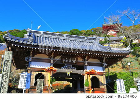 [Tokushima Prefecture] Yugi Pagoda and Niomon Gate of Yakuoji Temple in sunny weather (Hiwasa) 98174400