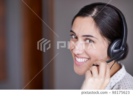 Ready to help you out. an attractive young call centre operator. Ready to help you out. an attractive young call centre operator. 98175623