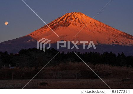 紅富士山和滿月 紅富士山和滿月 98177254