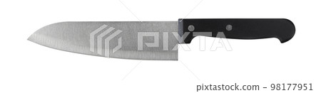 Image of a kitchen knife seen from the side on a white background 98177951