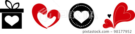 A collection of heart-shaped vector silhouettes for Valentine's Day, anniversaries, wedding, celebrations and website decor are isolated on a white background. 98177952